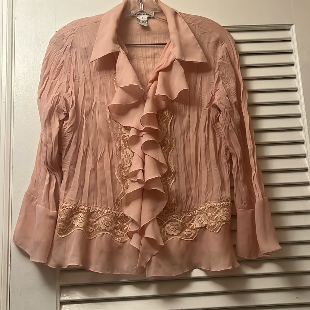 Chiffon feel frilly shirt
